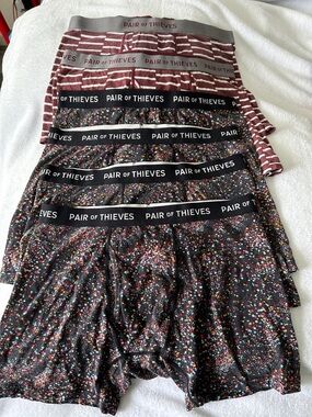 Men’s Boxer Briefs - Black Multi & Maroon Stripe